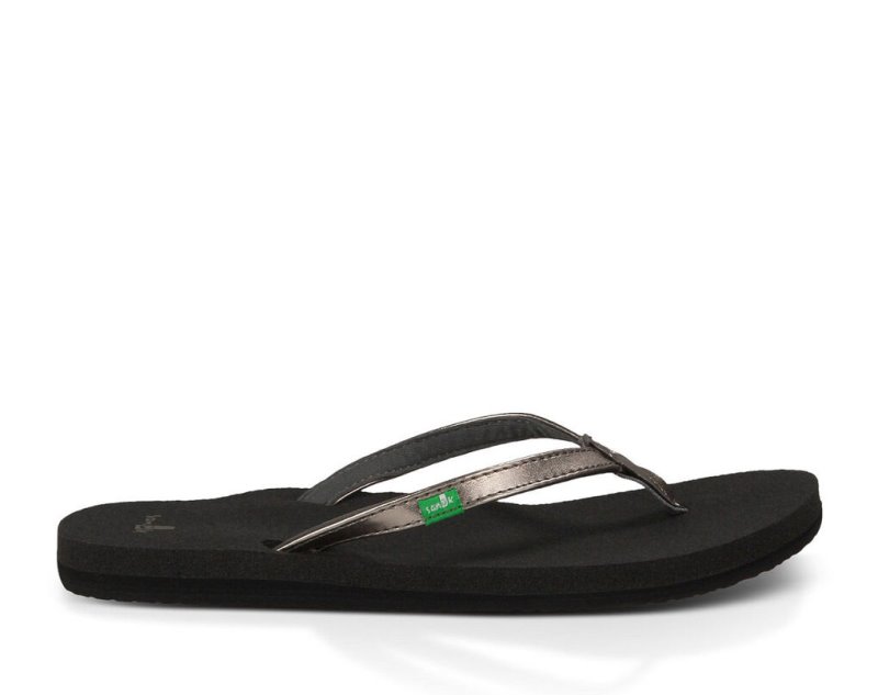 Sanuk Yoga Joy Metallic - Sanuk Flip Flops Womens Black / Gold - Philippines YVZNCT971